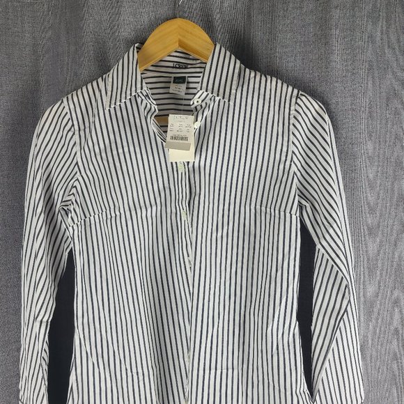 J. Crew Black and White Striped Button Down Shirt - Picture 3 of 5